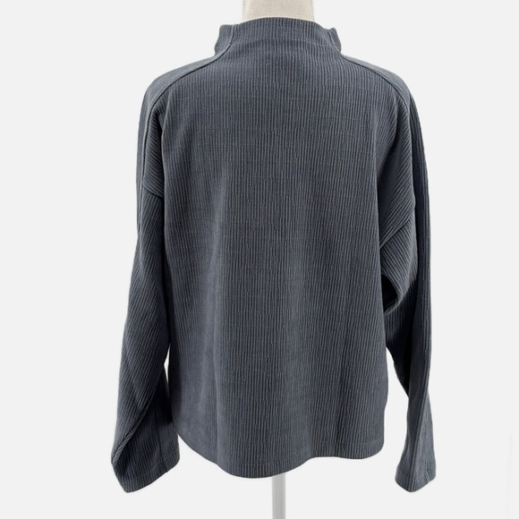 Madewell Jacquard Textured Stripe Funnel Neck Top in Teapot Blue - NWOT - Medium - Picture 5 of 8